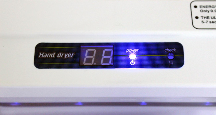 Display zobrazující zbývající čas vysoušení Jet Dryer EDGE